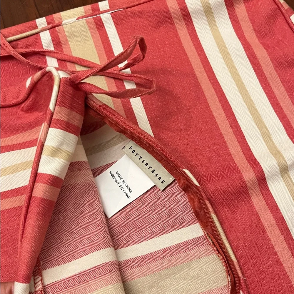 Pottery Barn Pink and Cream Striped chairs / cover (2)